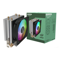 Ventilateur RGB silencieux 3 broches PWM, 2 caloducs, refroidisseur de processeur, radiateur PC pour boîtier d'ordinateur IX 1700 1150 1155 1156 1366 AM2/AM3/AM4