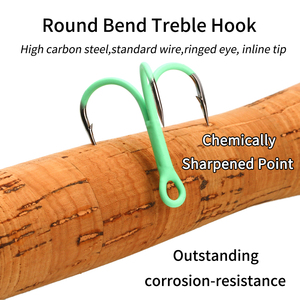1X mạ<span class=keywords><strong>nh</strong></span> mẽ 14 # - 3/0 vòng cong Inline treble móc huỳ<span class=keywords><strong>nh</strong></span> quang/sáng cao Carbon thép câu cá thu hút Bait ba móc - Product Image 2