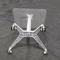 Bureau assis-debout pneumatique moderne à une seule jambe en aluminium avec mécanisme de levage et base mobile, poste de travail réglable en hauteur