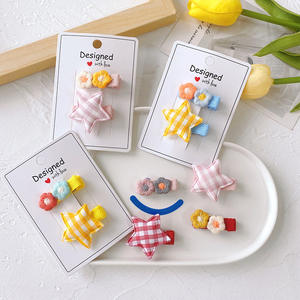 Sweet Baby Side-Snap Hairpins New <span class=keywords><strong>Korean</strong></span> Acessórios de cabelo para crianças Tecido Star Flower Party Hair Barrette Clips para crianças - Product Image 1