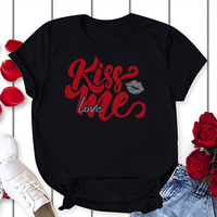 Haute qualité rouge paillettes Kiss Me Love Valentine strass Valentine Hotfix transferts pour la Saint-Valentin
