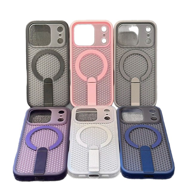 2026 Hot Selling Transparent clear Breathable Honeycomb Magnetic Phone Case with Hidden Kickstand for iPhone 17 Pro Max