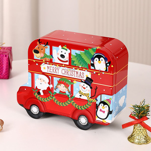 Caja de Almacenamiento Metálica Navideña con Diseño de Coche de las Artes Místicas, Roja, para Dulces, Galletas, Regalos, Organizador, Caja del Tesoro para Niños - Product Image 1