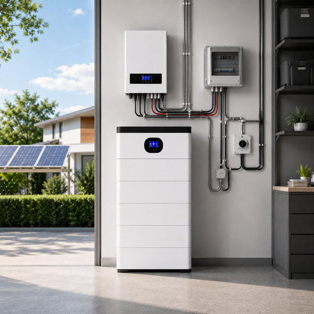 Stackable LiFePO4 Battery 51.2V 100Ah 10kWh Stacked Home Energy Storage Solar Battery System with LCD Display IP22 Protection