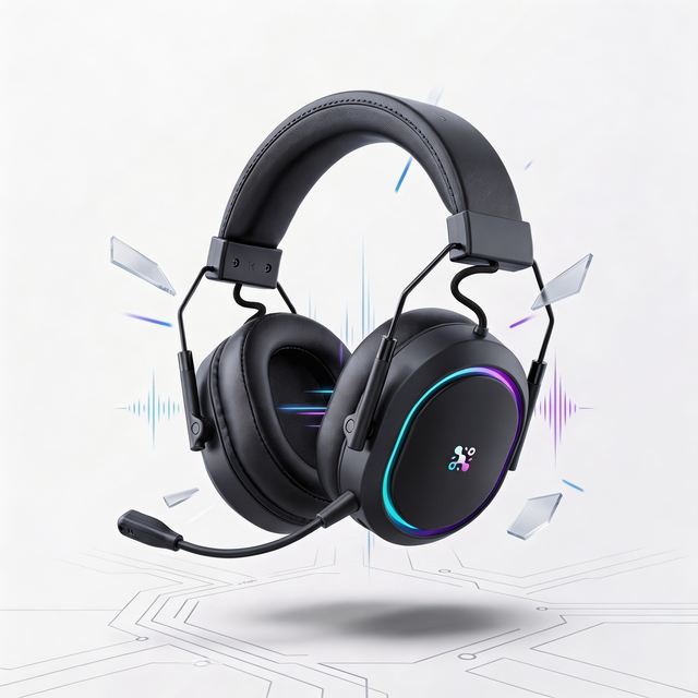 LDON F02 Low-Cost Wireless Gaming Headset with Active Noise Cancellation, Surround Sound & Low Latency