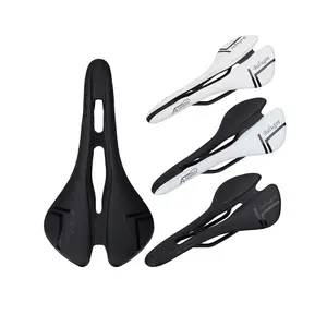 BALUGOE New Comfortable Nylon Carbon Fiber Mountain Road Bike Saddle Seat Black White Wide Bike Saddle