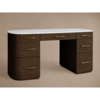 Bureau moderne minimaliste avec base en bois massif et grand plateau en marbre