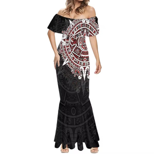 Modèle personnalisé femmes Slim Fit Maxi jupe en queue de poisson Sexy <span class=keywords><strong>aztèque</strong></span> mexicain <span class=keywords><strong>tatouage</strong></span> longue robe avec décolleté sans bretelles robe de Cocktail - Product Image 5