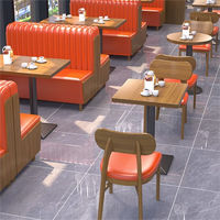 Prix Direct Usine Luxe Restaurant Bois Tables et Chaises Banquette Demi-Circulaire Orange Ensemble de Restaurant pour Restauration Rapide