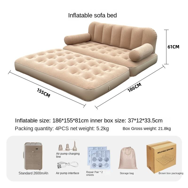 [Auto-gonflant] Canapé-lit gonflable pliant-Beige