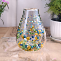 Gobelet à bulbe en verre borosilicate de haute qualité pour fleurs séchées, double couche, isolation thermique, sans poignée, sans couvercle