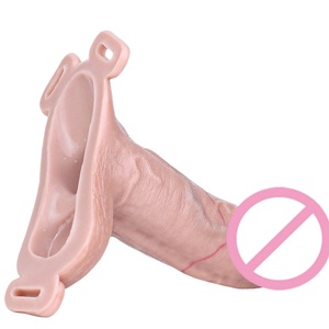 FAAK Silicone Penis Sleeve Strap on Hollow <b>Dildo</b> with Ferrule Penis ExtenderDelay Ejaculation Wearable Sex Toy for Men Wholesale - Product Image 6