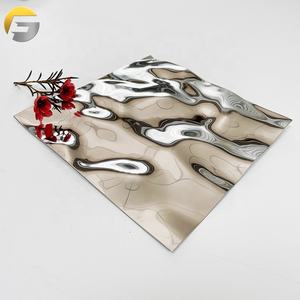 V163 쇼핑몰 벽 천장 장식 실버 미러 마무리 양각 물 리플 스테인레스 스틸 금속 시트 - Product Image 3