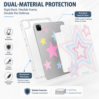 Étui pour tablette Y-Fold Trifold Support iPad Pastel Star Pattern Clear PC Back Flexible TPU Bumper 30 °   65 °   Support de Clavier avec Housse de Protection