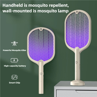 Raquette anti-moustiques électrique rechargeable JZ avec lumière LED UV 2-en-1, portée 20-50m, en ABS, affichage LED