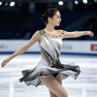 Robe de patinage artistique dégradé noir et blanc, ornée de strass étincelants, en maille, à manches longues, pour enfants et adultes, pour compétition et spectacle