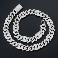 Chaîne cubaine en laiton de 15 mm de large avec zircon pour homme, style Hiphop Rock, géométrique, pour fiançailles, anniversaire, fête, mariage