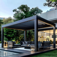 Toldo Retráctil para Exteriores, Techo Ajustable Impermeable, Gazebo de Aleación de Aluminio para Jardín, Villa, Patio