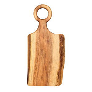 43 x 20 cm Eiförmiges Rustikales Käsebrett aus Akazienholz mit Naturkante und Rundem Griff - Product Image 1