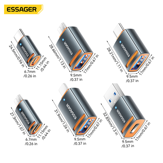 ESSAGER ES-OTG17 Otg Type C to Usb a Adapter Connector Support Flash Drive Usb a Type C Female to Micro Usb C Male Adapter