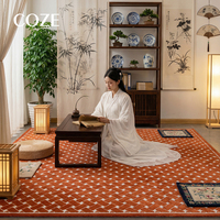 Retro-style Red Plaid Loop Pile Hand-tufted Pet-Friendly Eco-Friendly Milk Silk Carpet for Living Room and Bedroom Rugs