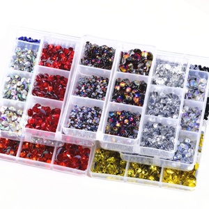 Strass en vrac Oleeya, prix de gros, 1200 pièces, strass en cristal, 6 tailles, boîte à 6 compartiments, strass en verre thermocollants pour ongles - Product Image 5