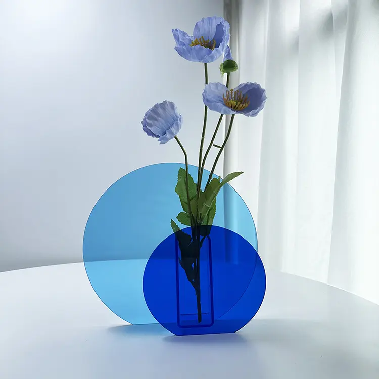 Acryl Bloemenvaas Ins Gemakkelijk Schoon Te Houden Modieus Geometrisch Acryl Bloemstuk Voor Huisdecoratie Blauwe Oceaan