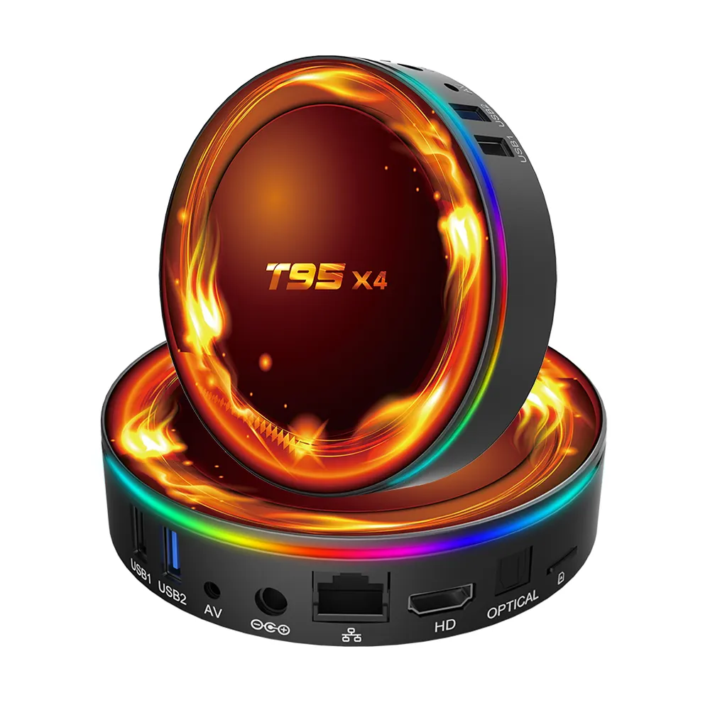 تصميم جميل ضوء RGB T95 X4 أندرويد 11 ذكي BT 8k T95X4 Android11.0 ثنائي واي فاي تلفزيون مجموعة صناديق