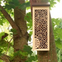 Maison pour insectes en bois naturel fait main, hôtel pour abeilles maçonneuses, pour le jardin, utilisation en extérieur