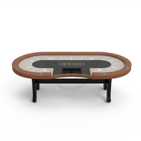 Table de poker Texas Hold'em professionnelle YH avec pieds en H - Table de poker ovale personnalisée pour casino avec porte-gobelets, 10 places