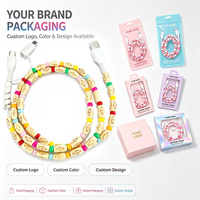 Câble de charge USB 2-en-1 universel pour téléphone portable, style bohème, avec perles ovales longues gravées et colorées, pour synchronisation des données