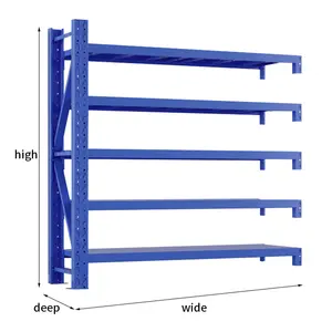 Stockage d'entrepôt robuste rack en métal entrepôt support de stockage rack de stockage en métal à 5 niveaux usine