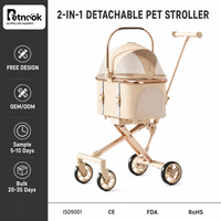 Poussette pliable légère en métal rose doré à 4 roues pour chats et chiens, landau de voyage détachable toutes saisons