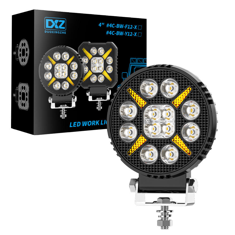 DXZ 12/24V Round 36W Led Work Light White 6500k Spot/Flood Light for Vehicle Offroad Truck Tractor 4 Inch Auxiliary Light