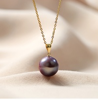 Collier de perles d'eau douce violettes naturelles avec pendentif unique en or K – Accessoire vestimentaire élégant et tendance, populaire sur internet