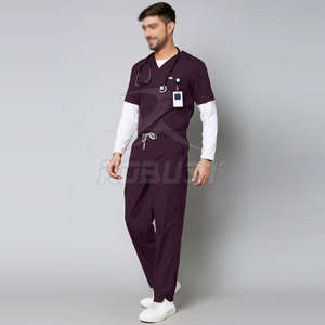 2024 personnalisé haute qualité hommes médecin gommage uniformes ensemble toile tissu avec Spandex gros Design impression Logo - Product Image 4