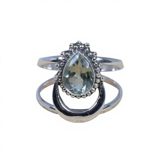 Bague en argent sterling 925 avec pierres précieuses en cristal, tendance, chrétienne, faite à la main, antique, bijoux fins certifiés - Product Image 1