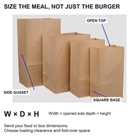 Sacs en papier kraft SOS à fond carré sans poignée, sacs à emporter bruns pour aliments, tailles personnalisées, impression de logo, vente en gros