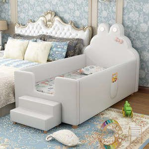 Cama Infantil Moderna JINS <span class=keywords><strong>para</strong></span> Niñas, Ecológica, con Diseño de Patchwork, Tobogán, Nubes y Conejos, con Barandas Anchas <span class=keywords><strong>para</strong></span> Mayor Seguridad - Product Image 2