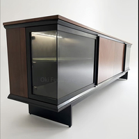 Meuble TV moderne en bois avec panneaux en forme de L, design LED, 4 portes, pieds métalliques, compatible avec les téléviseurs de 65 pouces et plus, pour salon