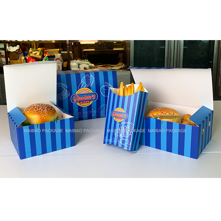 Caja de embalaje de hamburguesa de papas fritas