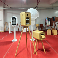 Photomaton portable personnalisable, photomaton en bois compatible avec les appareils photo et les iPad, adapté aux événements et aux fêtes