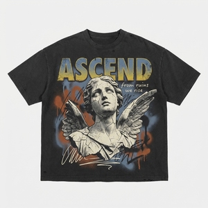เสื้อยืดสตรีทแวร์ทรงโอเวอร์ไซส์แบบสั่งทำพิเศษสำหรับธุรกิจ B2B ผ้าคอตตอนหนา 300GSM ล้างสีแบบแอซิดวอช ลายกราฟิกวินเทจ ทรงบ็อกซี่ ครอป เสื้อยืดผู้ชาย - Product Image 3