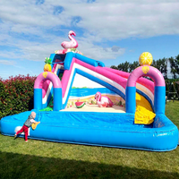 Aufblasbare Flamingo-Wasserrutsche mit Hüpfburg für Kinder, PVC, für draußen/drinnen, kommerziell nutzbar