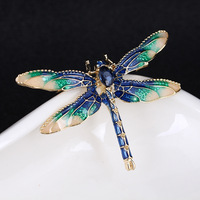 Broche Libellule en Strass Cristal pour Femme, Bijou Insecte Vintage, Broche Insecte Ailé Tonalité Or Rouge, Tendance