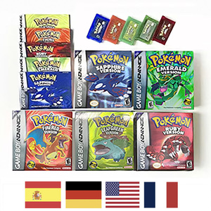 USA FRA NOE ESP Leaf Green Emerald SAPPHIRE Fire Red Ruby IC SAVE CART set box trey manual <b>Game</b> cartridge for Gba - Product Image 1