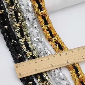 Diy Costume Dress Embellishment Beaded Lace Ribbon Bag Trimming Chain Collar Placket Webbing Textile Sewing Sequined Lace Trims