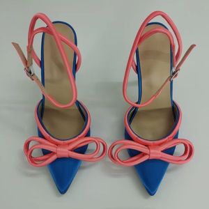 Escarpins tendance à bout couvert en soie avec nœud rouge pour femme, modèle 2025, talon fantaisie, les plus vendus - Product Image 5