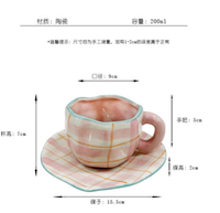 Ensemble de tasses à café et soucoupe en céramique rayée rose à pincement à la main rétro Girly Love personnalisé de l'après-midi