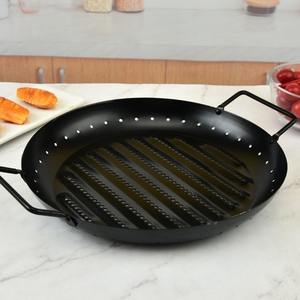 <span class=keywords><strong>Wok</strong></span> à griller rond avec poignée Panier à œufs et légumes Accessoire de barbecue Outils de barbecue Crevettes Viande et légumes Camping en plein air Ustensiles de cuisine - Product Image 2